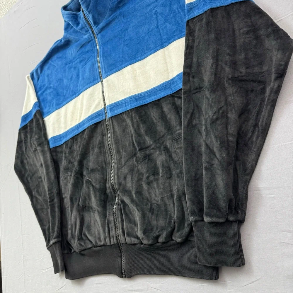 Christian Dior Monsieur Vintage Velour Track Jacket Blue Black Colorblock Large